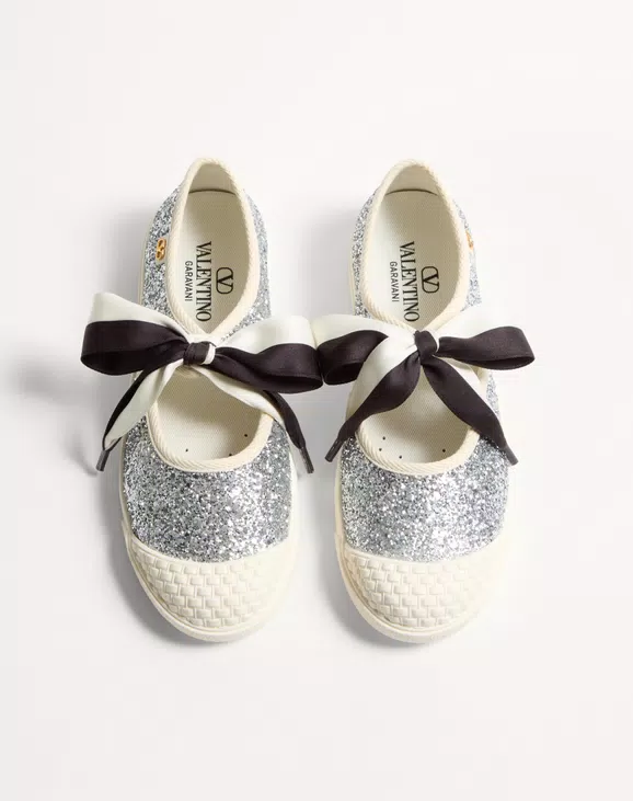 Valentino Bay By Bay Ballerina Sneakers In Glitter Fabric - Image 5